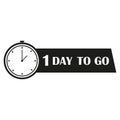 Countdown timer icon. 1 day to go. One day remaining. Vector illustration. Royalty Free Stock Photo