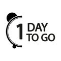 Countdown timer illustration. Number one focus. Bold 1 day to go text. Minimalist black design. Royalty Free Stock Photo