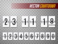 Countdown timer set. Flip time remaining scoreboard or clock. Vector. Royalty Free Stock Photo