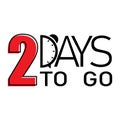 Countdown timer text. Bold red number. Two days remaining. Vector time countdown. Royalty Free Stock Photo