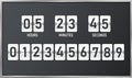 Countdown timer. Time remaining count down flip board with scoreboard of day, hour, minutes and seconds for web page upcoming even