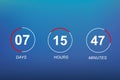Countdown web site vector flat template digital clock timer background for coming soon or under construction design