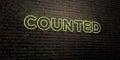 COUNTED -Realistic Neon Sign on Brick Wall background - 3D rendered royalty free stock image