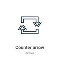 Counter arrow outline vector icon. Thin line black counter arrow icon, flat vector simple element illustration from editable Royalty Free Stock Photo