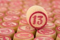 Counter of a bingo with number thirteen Royalty Free Stock Photo