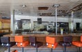 Oakridge, Oregon, USA - May 14, 2023 - The counter of the closed Sportsman\'s Cafe and Lounge
