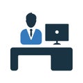 Counter, desk, people icon. Editable vector logo