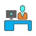 Counter, desk, people icon. Simple color vector