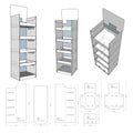 Counter display stand and Die-cut Pattern.