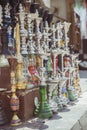Counter with hookahs in the old town of Egypt