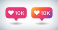 Counter Notification Icon. Social media gradient bulb with 10K followers likes comments. Vector UI button inspired by