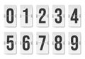 Counter numbers. Countdown mechanical scoreboard, timer remaining indicator or arrival time panel, flip clock with hours