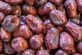 Counter in a store with dried dates close-up. healthy diet food Royalty Free Stock Photo