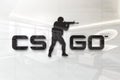 Counter strike global offensive on glossy office wall realistic texture