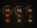 Counter Timer. Countdown website vector template digital clock timer background. Neon glow on a dark background. Vector template 1