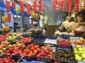 Counter with vegetables and fruits