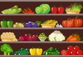 Counter with vegetables. Supermarket. Royalty Free Stock Photo