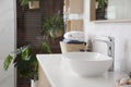 Counter with vessel sink in bathroom interior. Idea for design Royalty Free Stock Photo