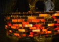 Counter wall built with colorful salt tiles in Khewra salt mine Royalty Free Stock Photo