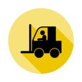 counterbalanced forklift truck icon in long shadow style Royalty Free Stock Photo