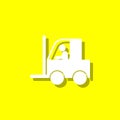 counterbalanced forklift truck white icon with shadow Royalty Free Stock Photo