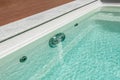 Countercurrent for the pool. Water attraction. Artificial flow. Pump. Hydromassage. Flow. Water resistance