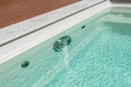 Countercurrent for the pool. Water attraction. Artificial flow. Pump. Hydromassage. Flow. Water resistance Royalty Free Stock Photo