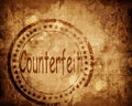 Counterfeit stamp on grunge background Royalty Free Stock Photo