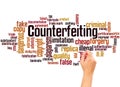 Counterfeiting word cloud and hand writing concept