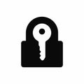 Key and padlock black icon counterform illustration