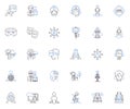 Counterparts line icons collection. Doppelgangers, Opposites, Mirrors, Twins, Reflections, Antitheses, Identical vector
