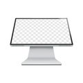 Empty LCD panel monitor screen. Tabletop touch screen self-service digital kiosk. Interactive touchscreen retail display stand Royalty Free Stock Photo