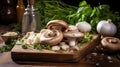 countertop slice champignon mushroom