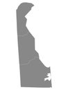 Counties Map of US State of Delaware