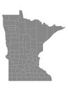 Counties Map of US State of Minnesota Royalty Free Stock Photo