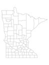 Counties Map of US State of Minnesota Royalty Free Stock Photo