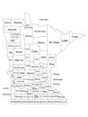 Counties Map of US State of Minnesota Royalty Free Stock Photo