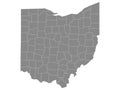 Counties Map of US State of Ohio