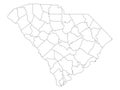 Counties Map of US State of South Carolina Royalty Free Stock Photo