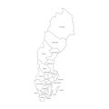 Counties of Sweden. Map of regional country administrative divisions. Colorful vector illustration