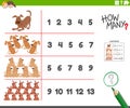 Counting activity with cartoon dogs animal characters