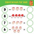 Subtraction Worksheet. Counting activity worksheet for children Royalty Free Stock Photo