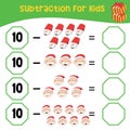 Subtraction Worksheet. Counting activity worksheet for children Royalty Free Stock Photo