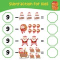 Subtraction Worksheet. Counting activity worksheet for children Royalty Free Stock Photo