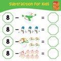 Subtraction Worksheet. Counting activity worksheet for children Royalty Free Stock Photo