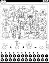 counting and adding activity with animals coloring page Royalty Free Stock Photo