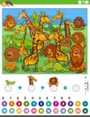 counting and adding activity with cartoon animals Royalty Free Stock Photo