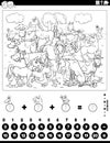 counting and adding activity with farm animals coloring page Royalty Free Stock Photo