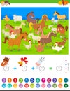 Counting and adding game with cartoon farm animals Royalty Free Stock Photo