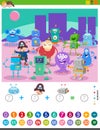 Counting and adding task with cartoon characters Royalty Free Stock Photo